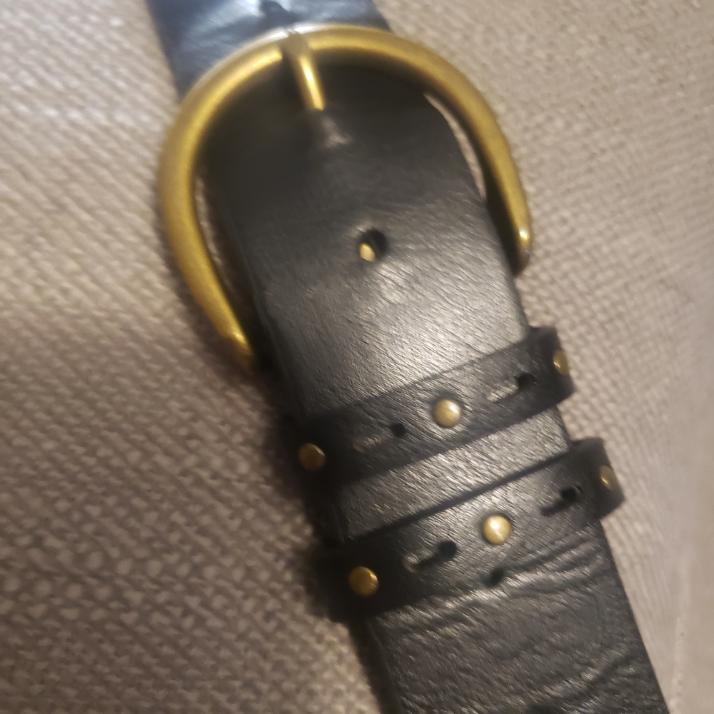 Women's FRYE & CO. Black Belt w/ Brass Buckle and Studs